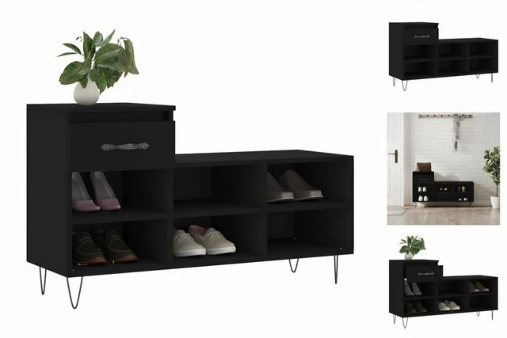 vidaXL Schuhschrank Schuhregal Schwarz 102x36x60 cm Spanplatte günstig online kaufen