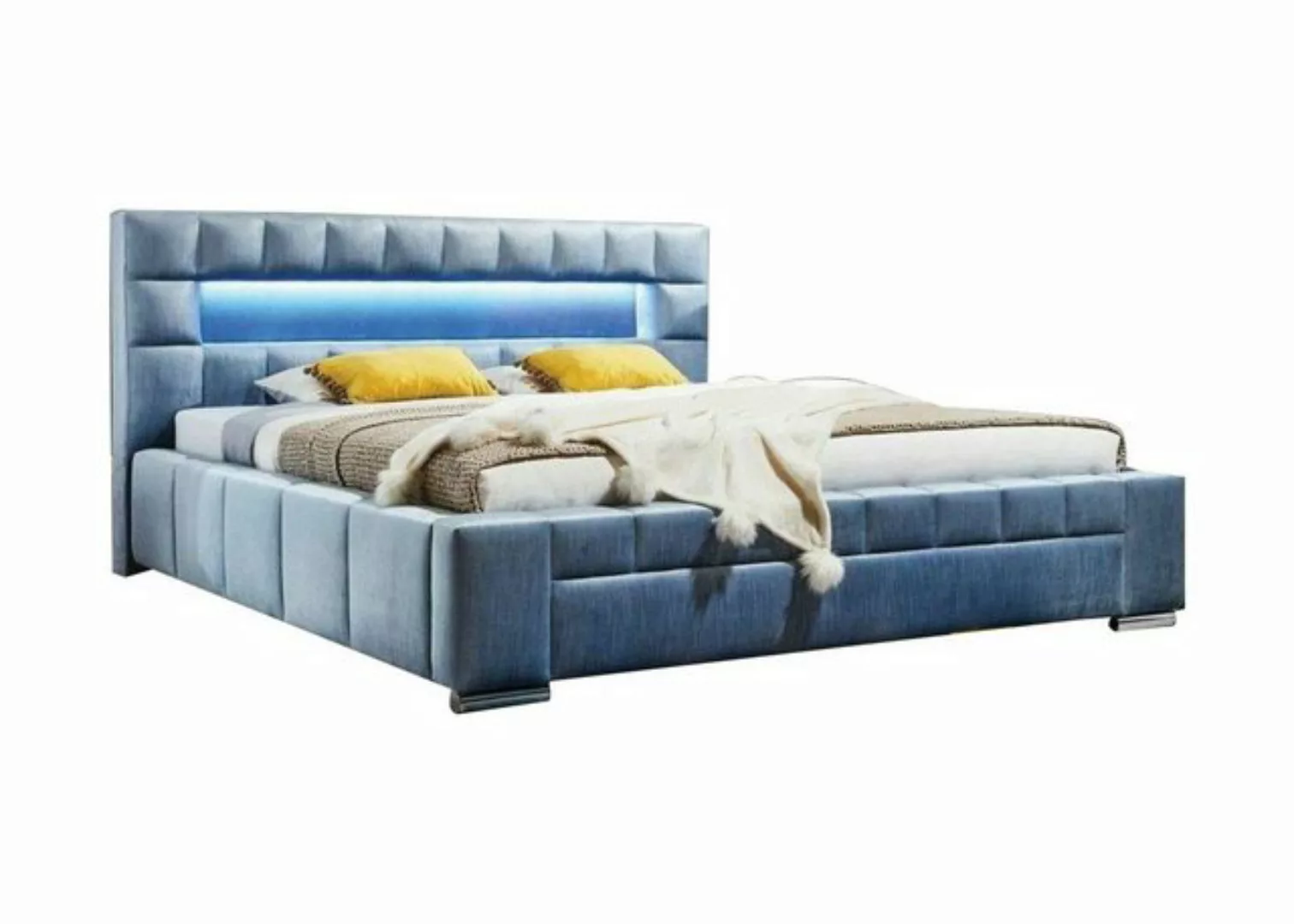 Xlmoebel Bett Luxus Boxspring Bett Stoff Blau Doppel Hotel Design Schlafzim günstig online kaufen