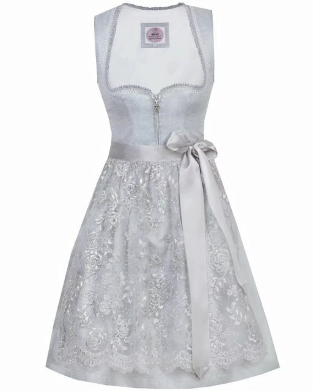 MarJo Dirndl 'Lynn' mit Spitzenschürze 698765, Silbergrau 65cm günstig online kaufen