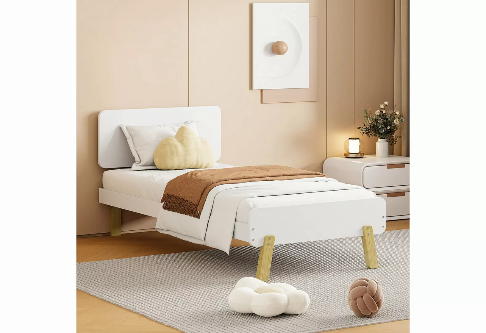 EXTSUD Kinderbett Kinderbett 90 x 190 – Einzelbett aus Massivholz mit Latte günstig online kaufen