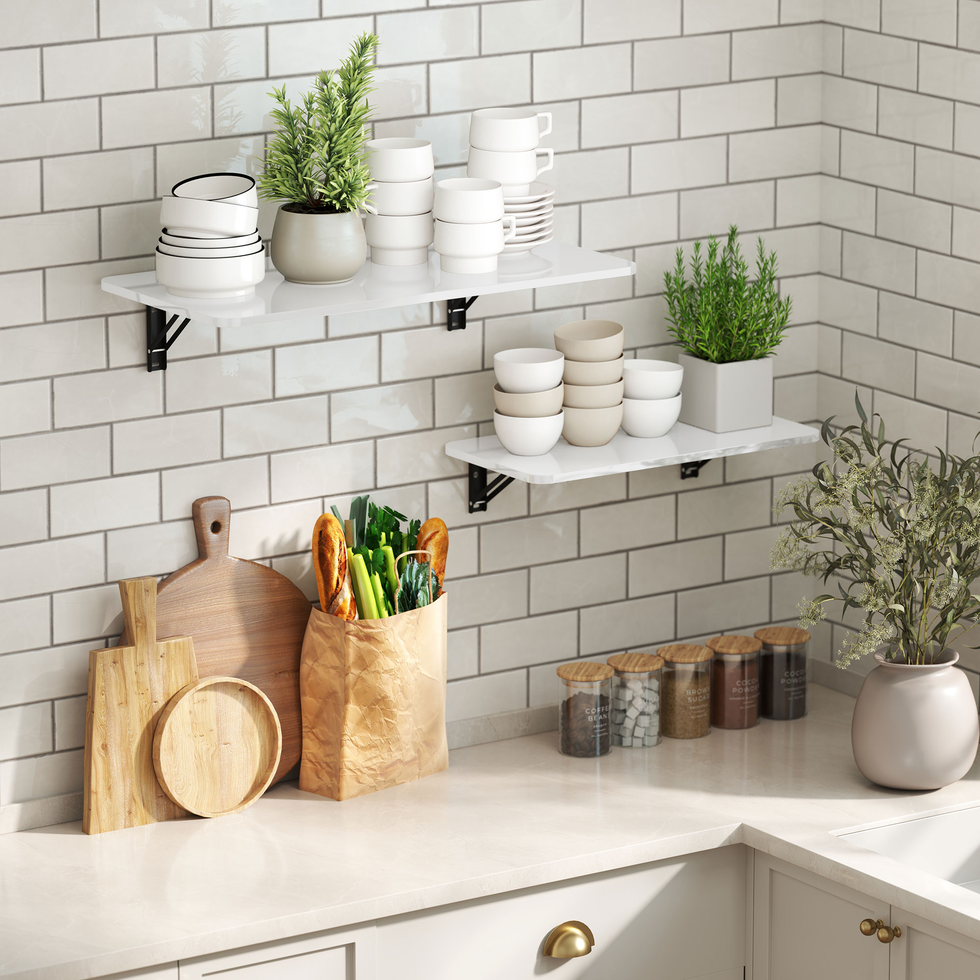 HOMCOM Satz von 2 klappbaren Wandtischen, klappbarer Wandtisch aus Holz, sc günstig online kaufen