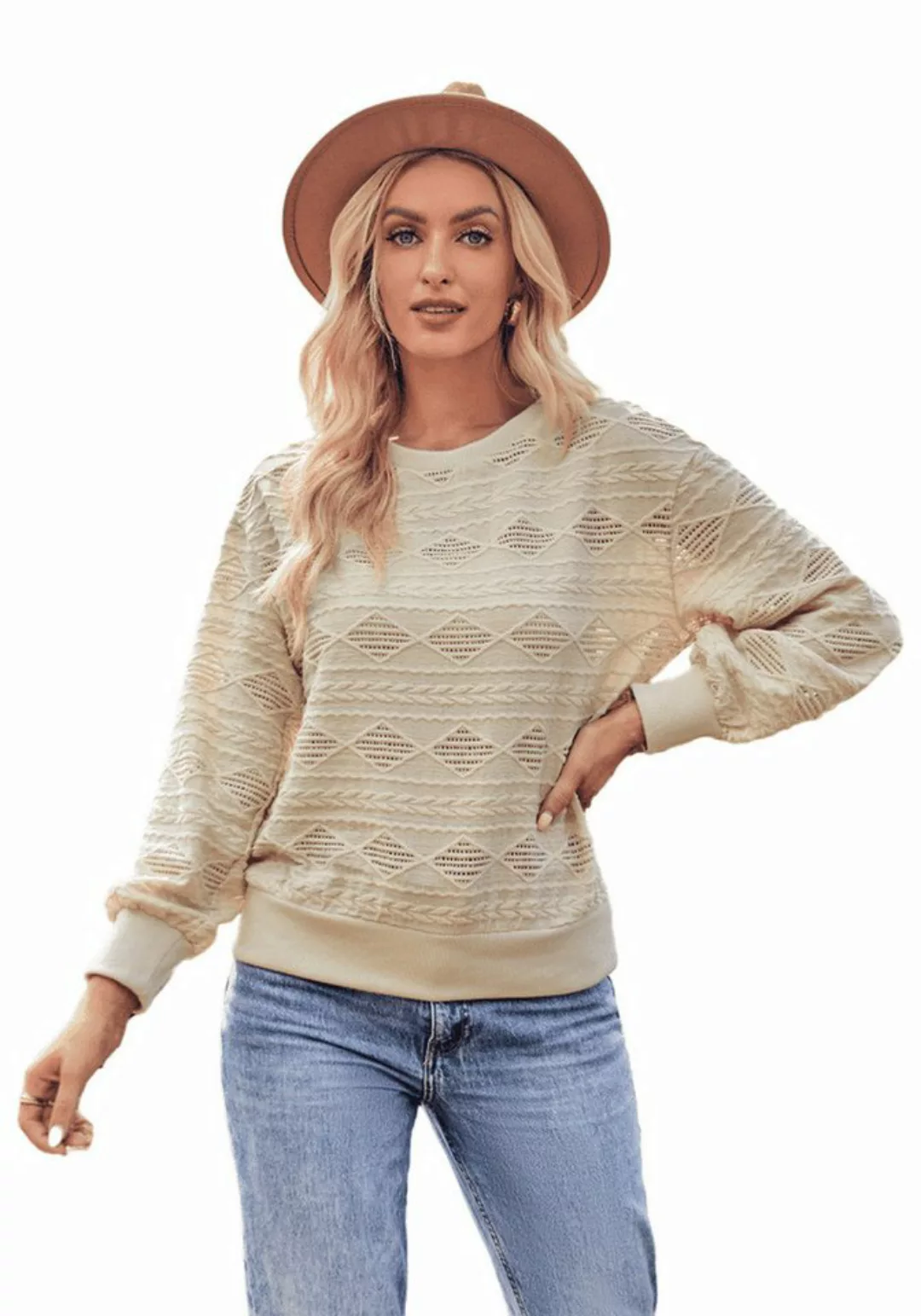 Nebelmeer Strickpullover Casual Damenmode Herbst-Winter-Stil Rundhalsaufzug günstig online kaufen