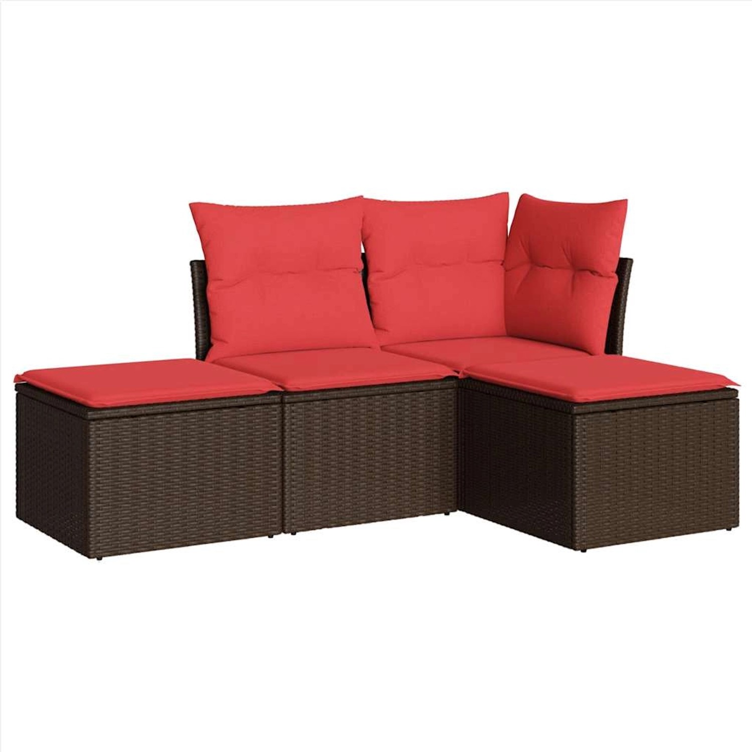 vidaXL 4-Tlg Garten-Sofagarnitur mit Kissen Braun Poly Rattan 3217484 günstig online kaufen