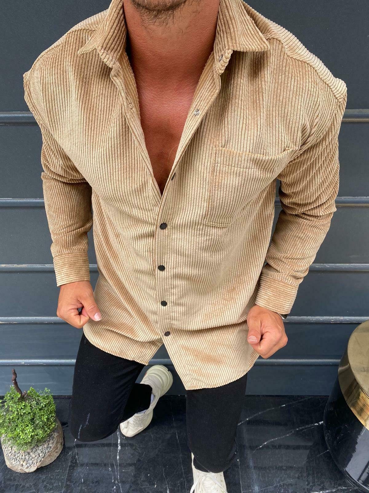 Megaman Jeans Langarmhemd Herren Cord Hemd günstig online kaufen