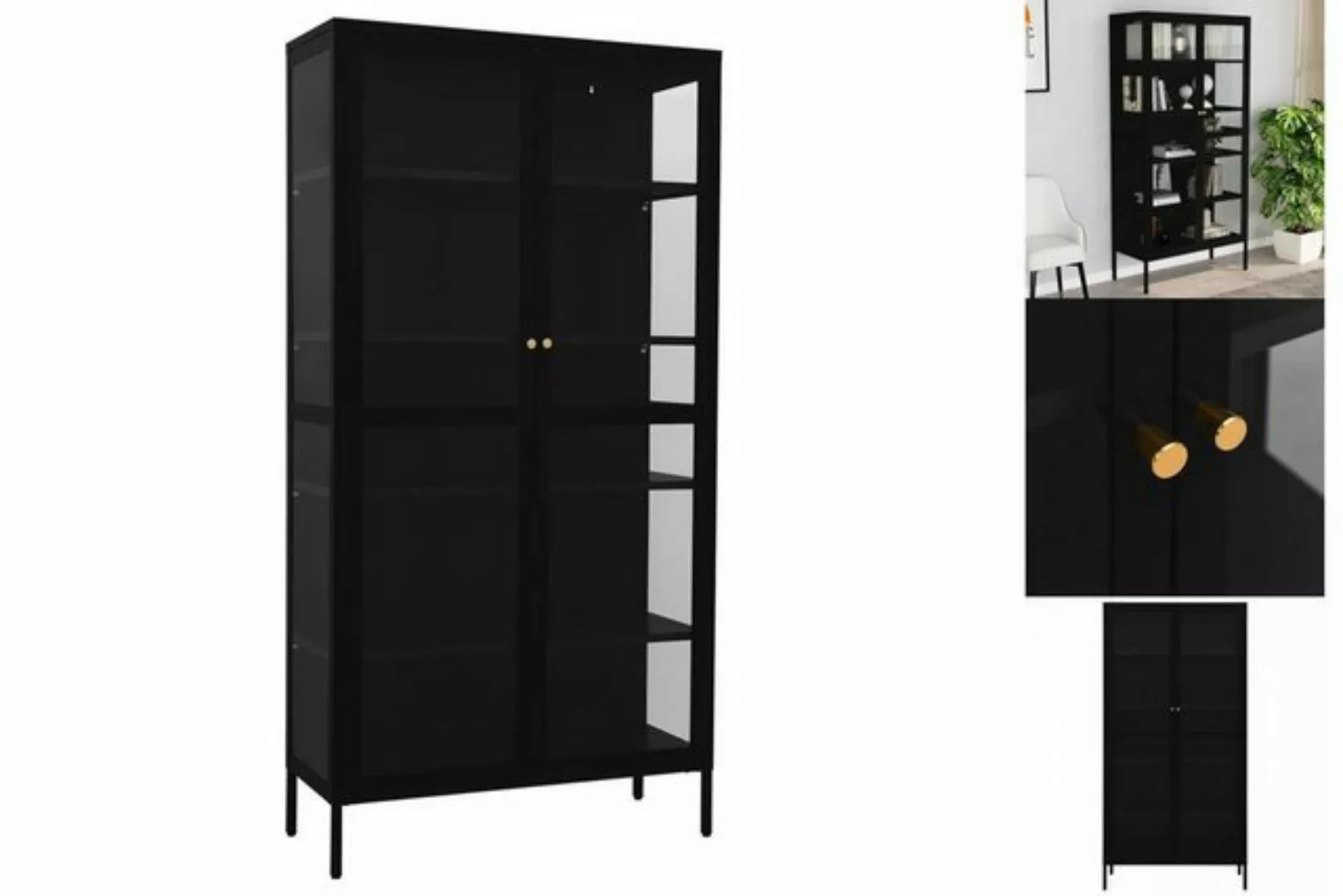 vidaXL Vitrine Vitrine Regal Highboard Vitrinenschrank Schwarz 90x40x180 cm günstig online kaufen