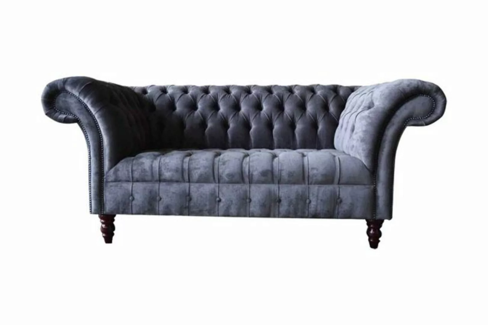 JVmoebel Sofa Sofa 2 Sitzer Couch Design Polster Textil Stoff Grau Chesterf günstig online kaufen