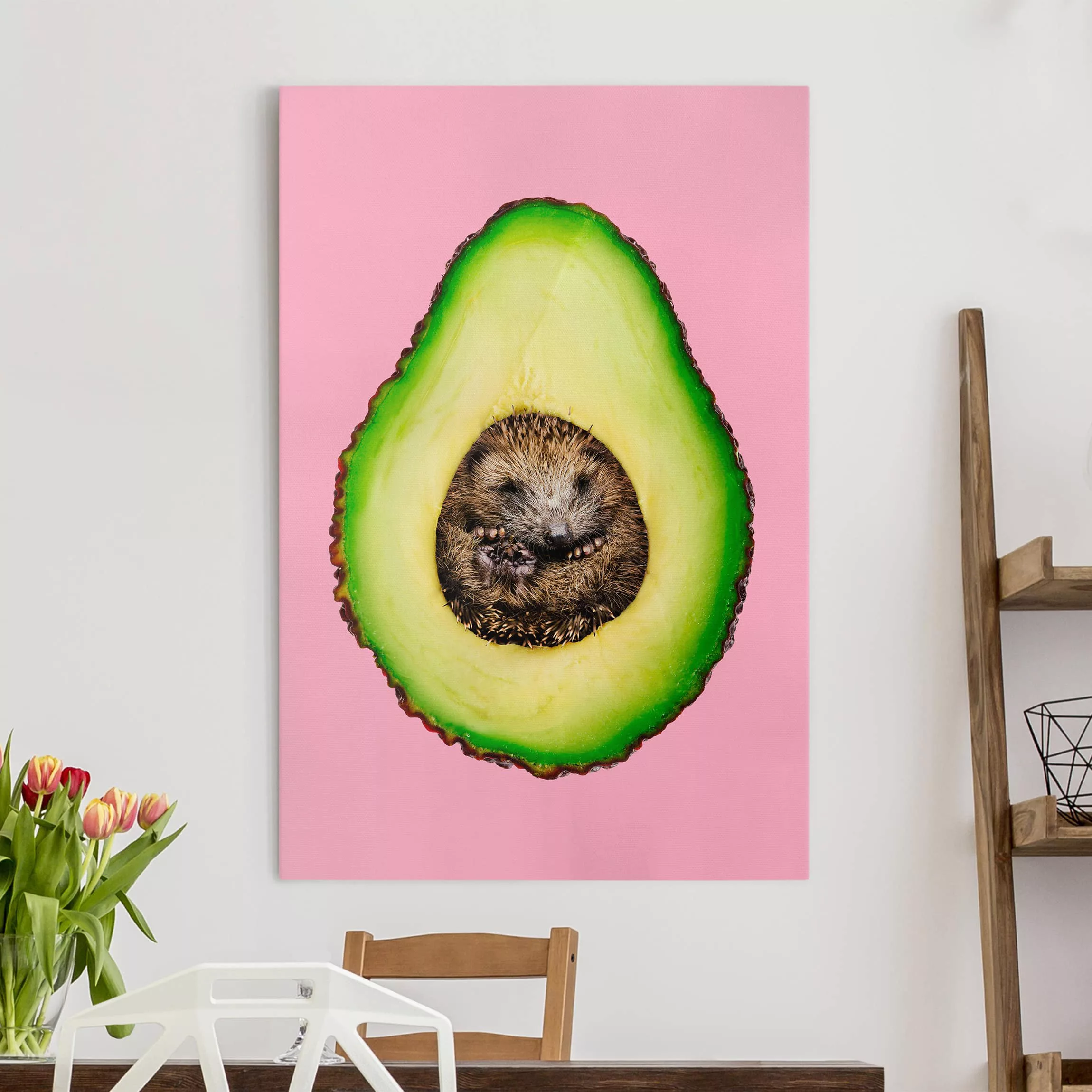 Leinwandbild Tiere - Hochformat Avocado mit Igel günstig online kaufen