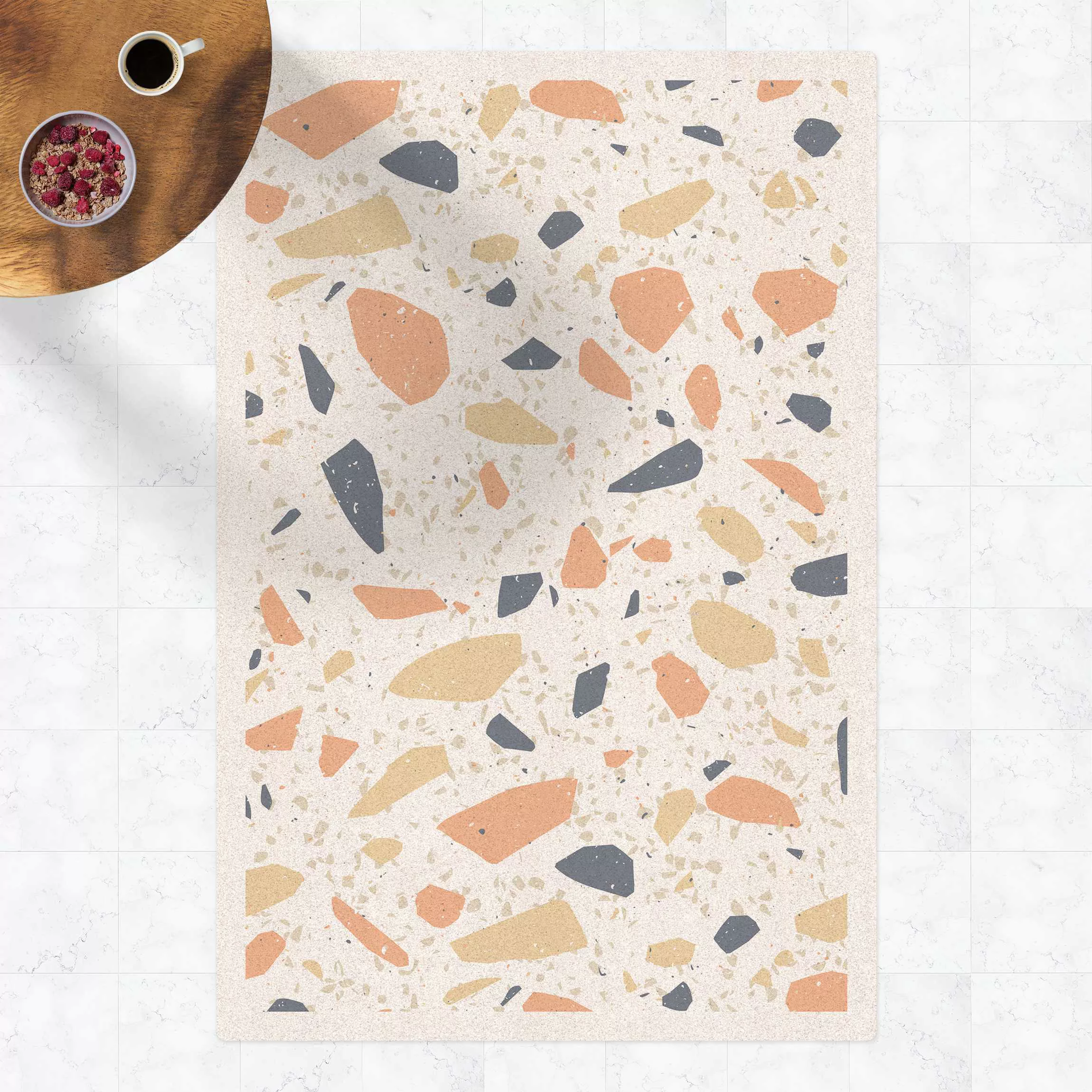 Kork-Teppich Detailliertes Terrazzo Muster Siena mit Rahmen günstig online kaufen