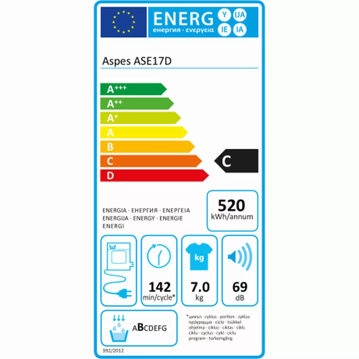 Evakuierungstrockner Aspes Ase17d 2000 W 7 Kg günstig online kaufen