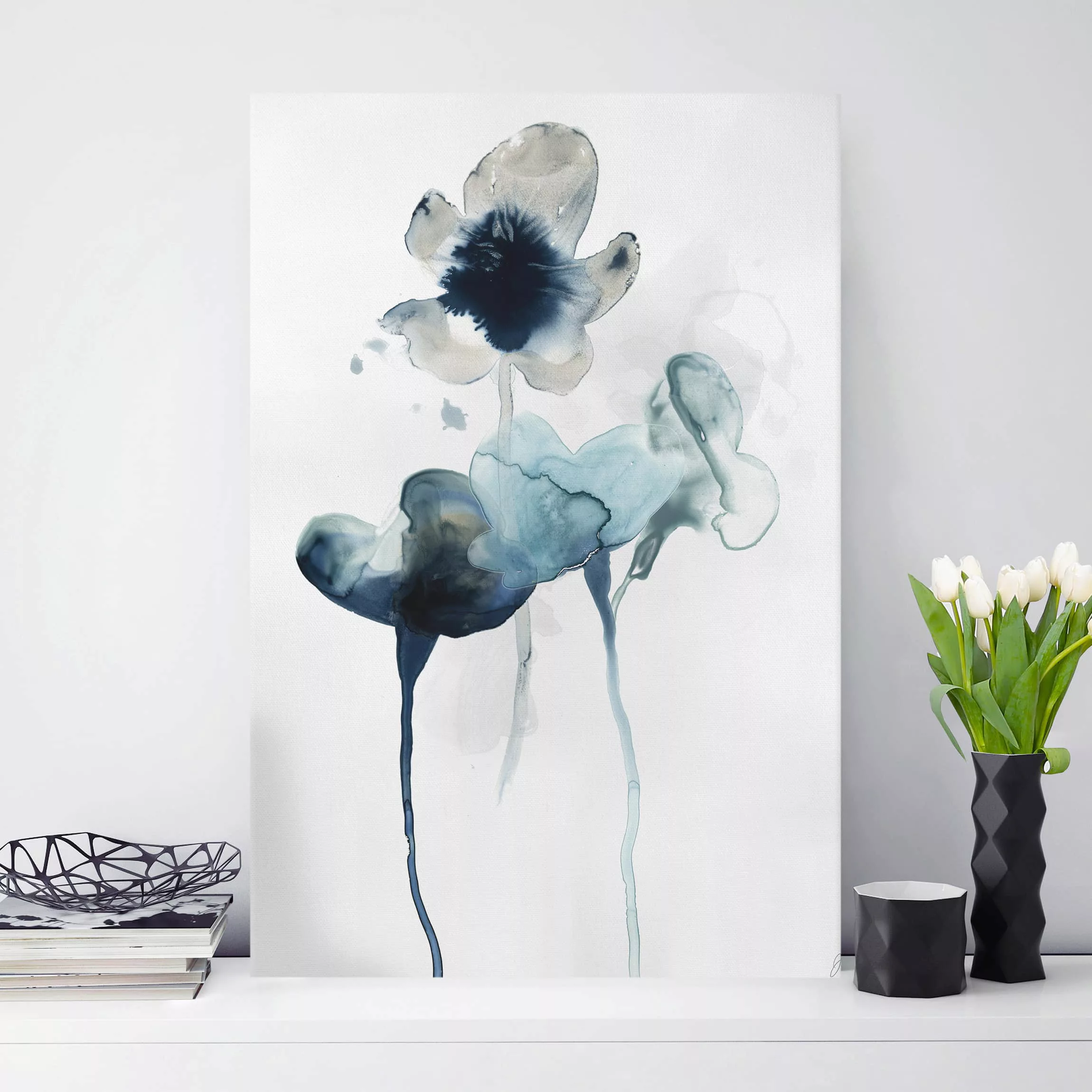 Leinwandbild Abstrakt - Hochformat Mitternachtsblüten II günstig online kaufen