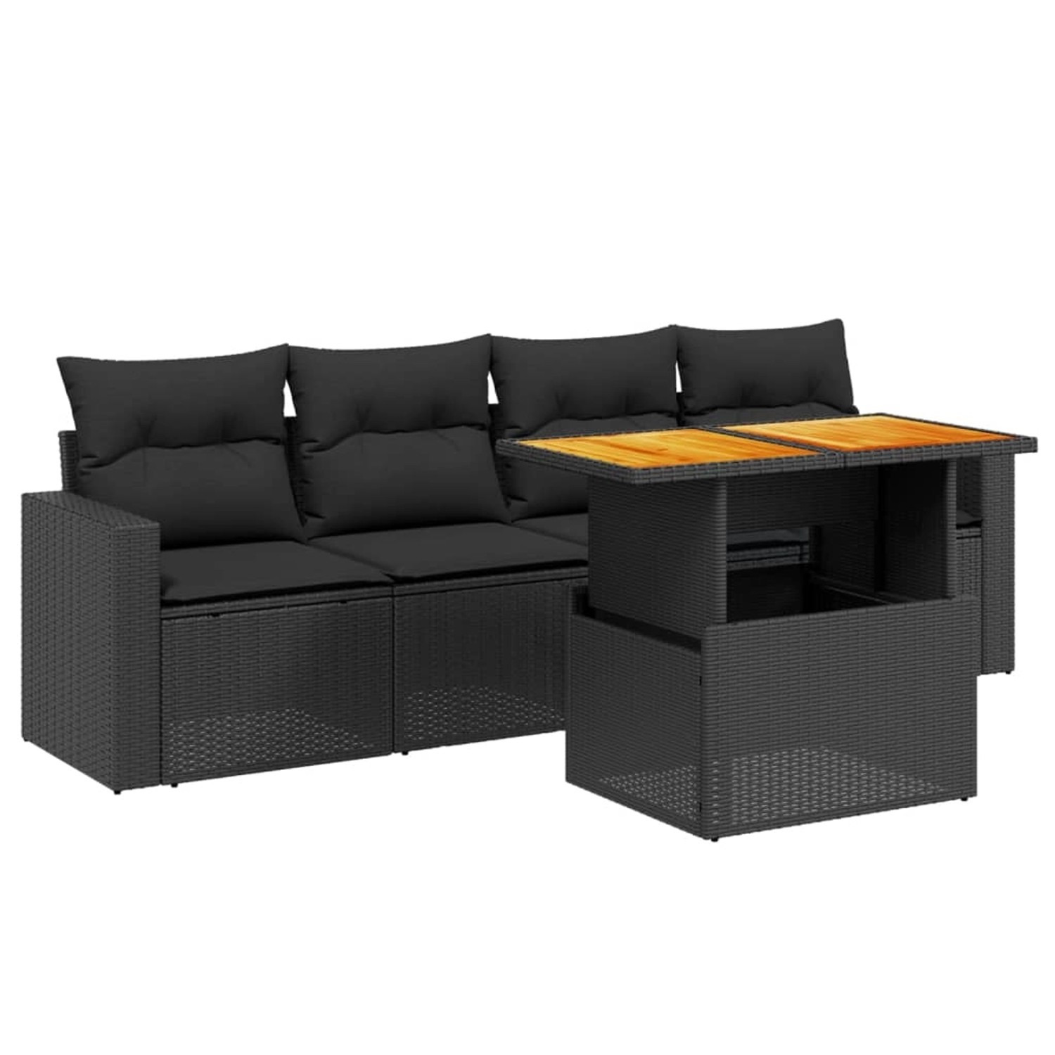 vidaXL 5-Tlg Garten-Sofagarnitur mit Kissen Schwarz Poly Rattan 3271188 günstig online kaufen
