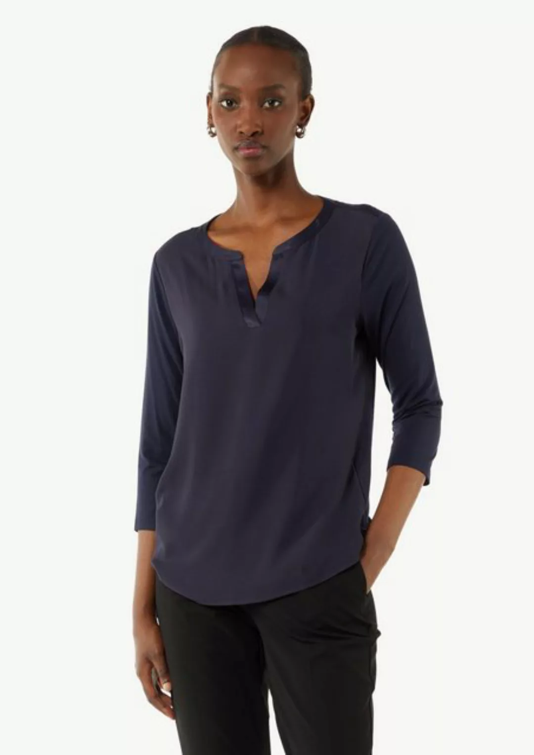 Comma Shirttop Jersey-Shirt im Farbricmix mit 3/4-Ärmeln günstig online kaufen