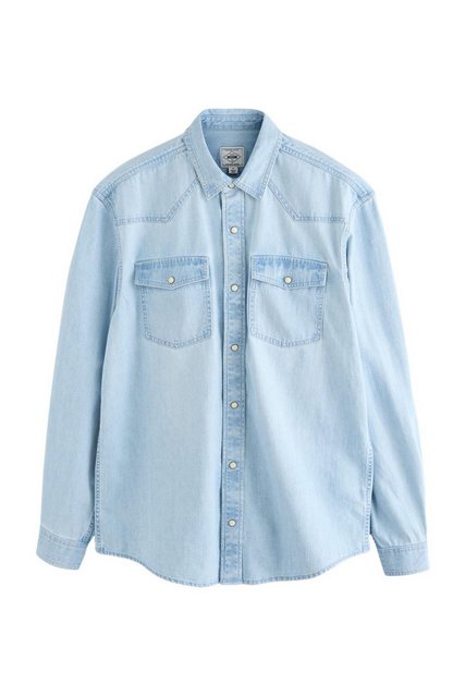 Next Langarmhemd Langärmeliges Denim-Westernhemd aus Baumwolle (1-tlg) günstig online kaufen