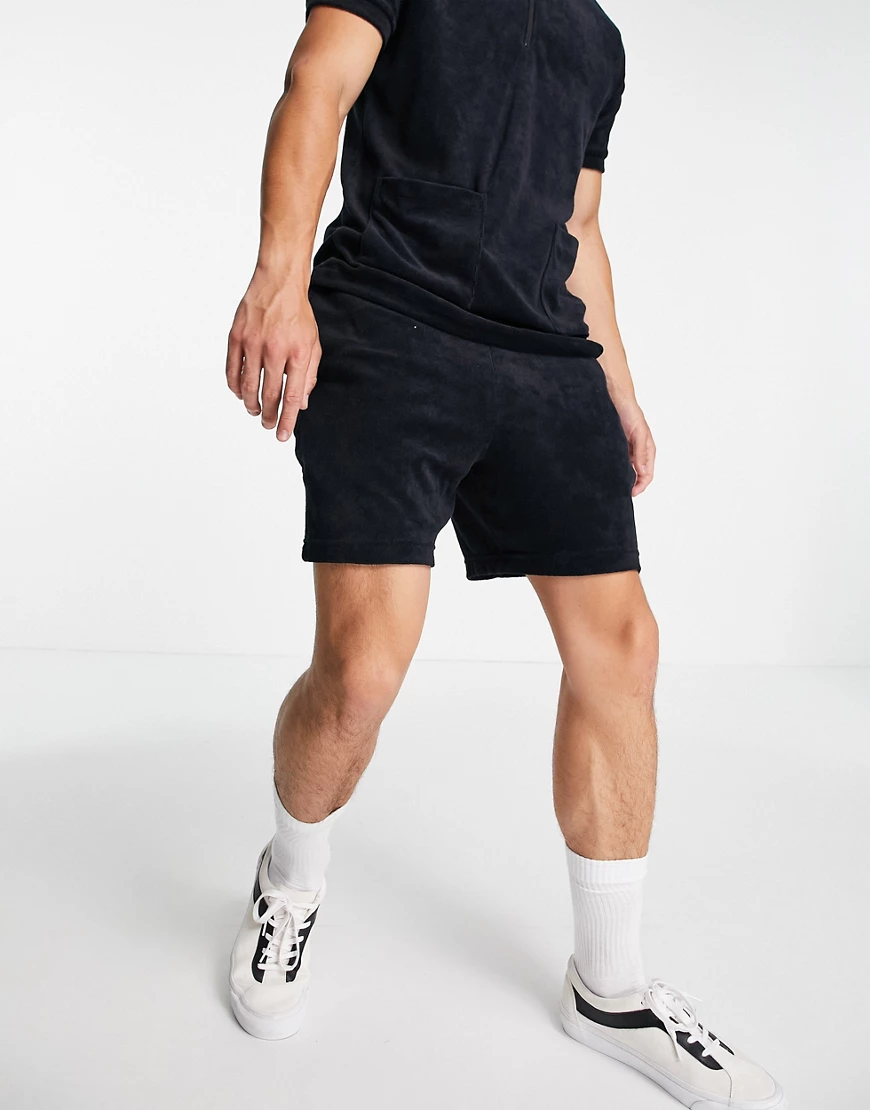 Vans – WFH – Schwarze Shorts mit Schnürung vorne günstig online kaufen