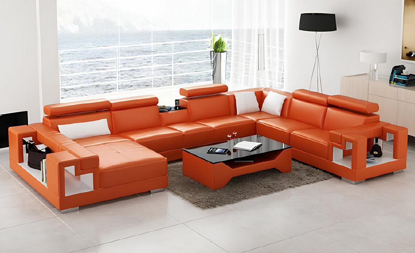 Xlmoebel Ecksofa XXL Ecksofa Wohnlandschaft Ledercouch Ecke Garnitur Sofa B günstig online kaufen