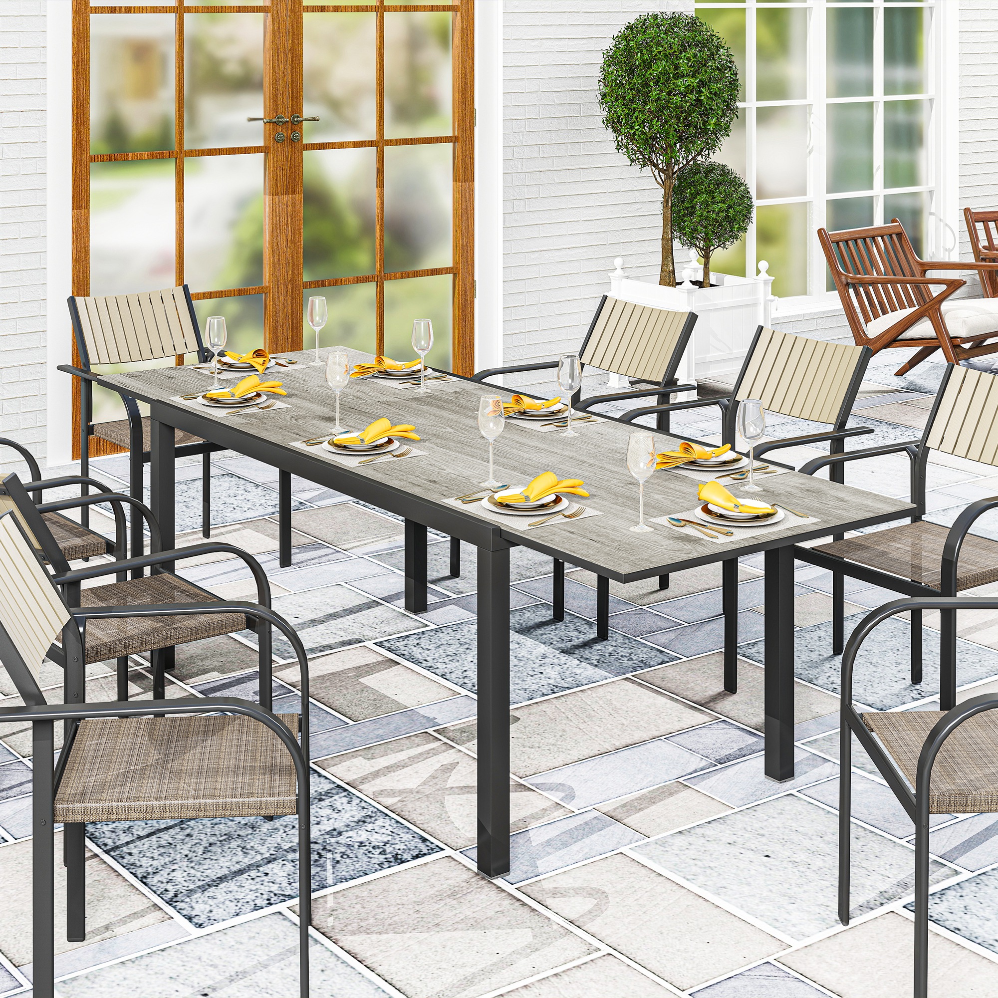 Outsunny Gartentisch Ausziehbarer Esstisch für 6-8 Personen, 160/240 x 90cm günstig online kaufen