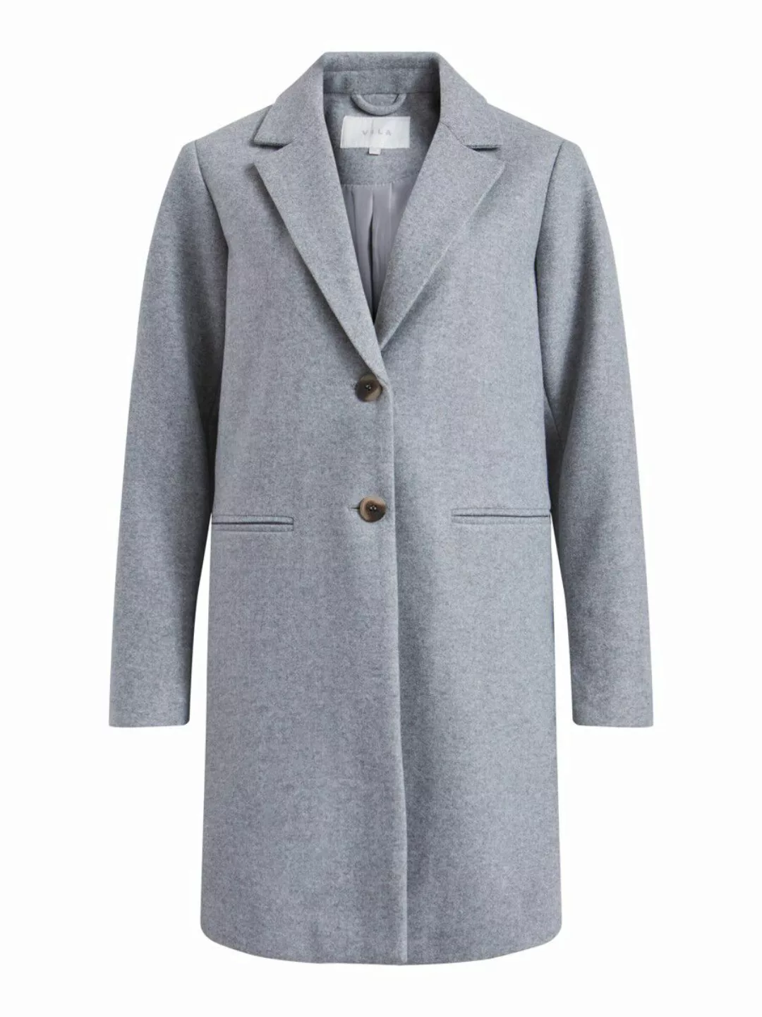 VILA Gerade Knopf Mantel Damen Grau günstig online kaufen