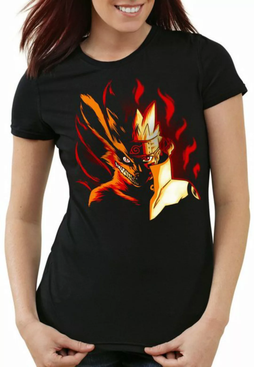 style3 T-Shirt Fire Wolf Uzumaki naruto Ninja Anime japan cosplay günstig online kaufen