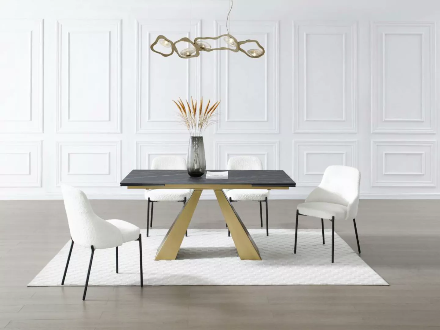Esstisch ausziehbar - 6 bis 10 Personen - Sicherheitsglas, Keramik & Metall günstig online kaufen