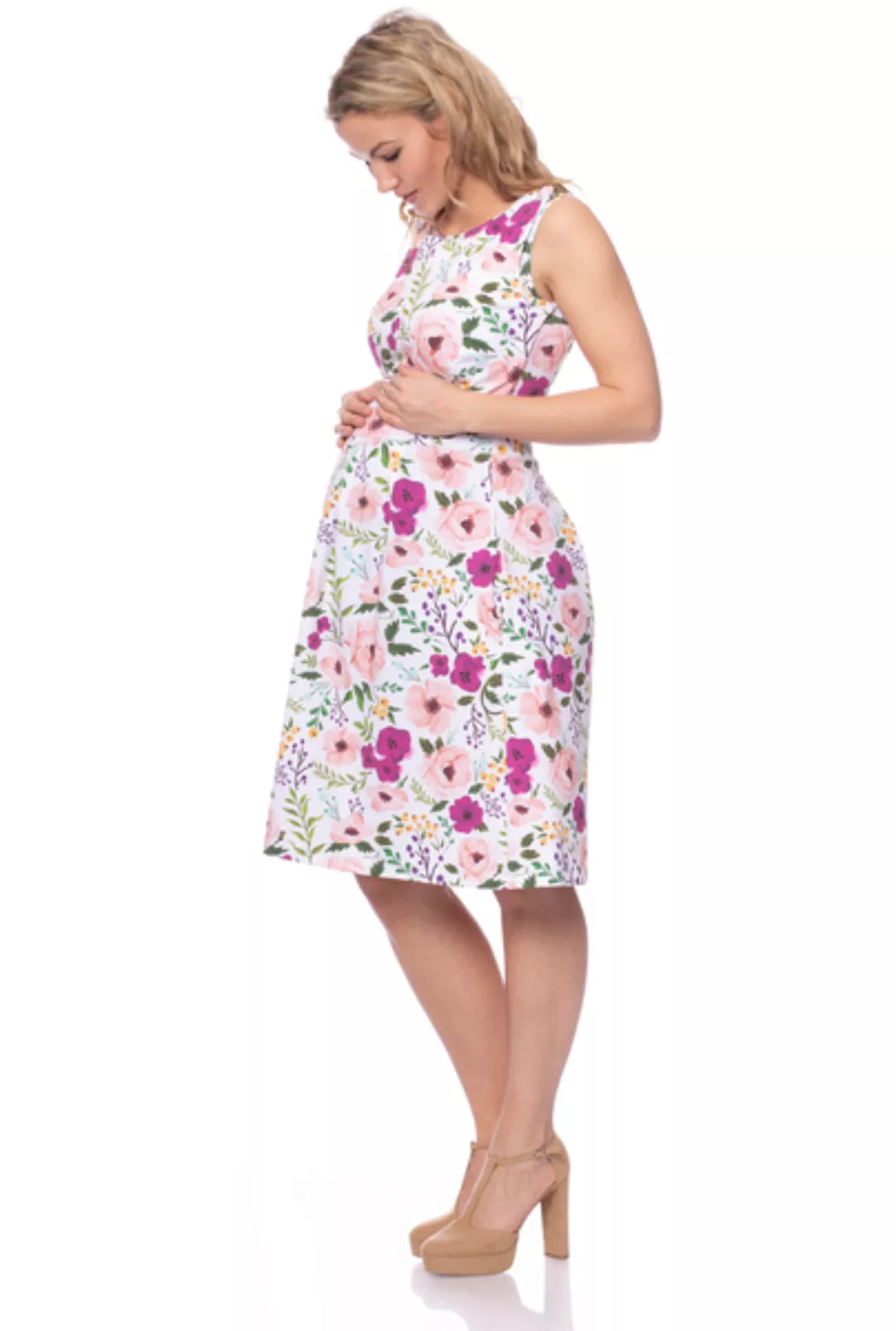 Iris Kleid Aus Bio-baumwolle Mit Blumenprint In Rosa/pink günstig online kaufen