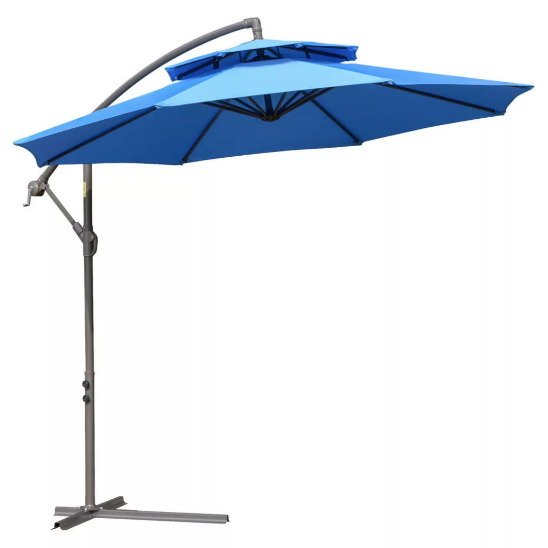 Outsunny Sonnenschirm blau Polyester H/D: ca. 245x267 cm günstig online kaufen