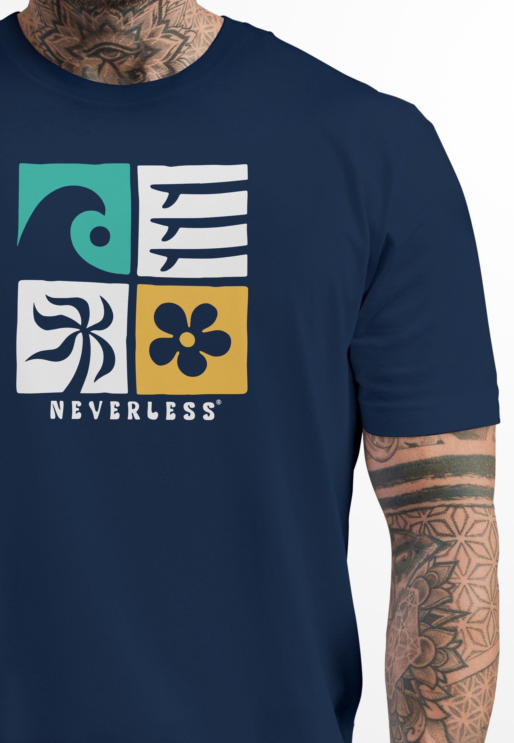 Neverless Print-Shirt Herren T-Shirt Surfing Icons günstig online kaufen