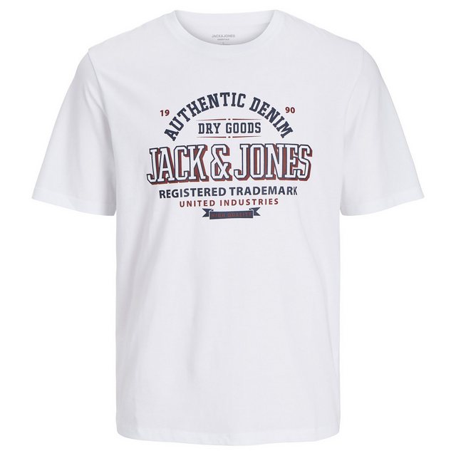 Jack & Jones Rundhalsshirt Große Größen Herren T-Shirt weiß Logoprint Jack& günstig online kaufen