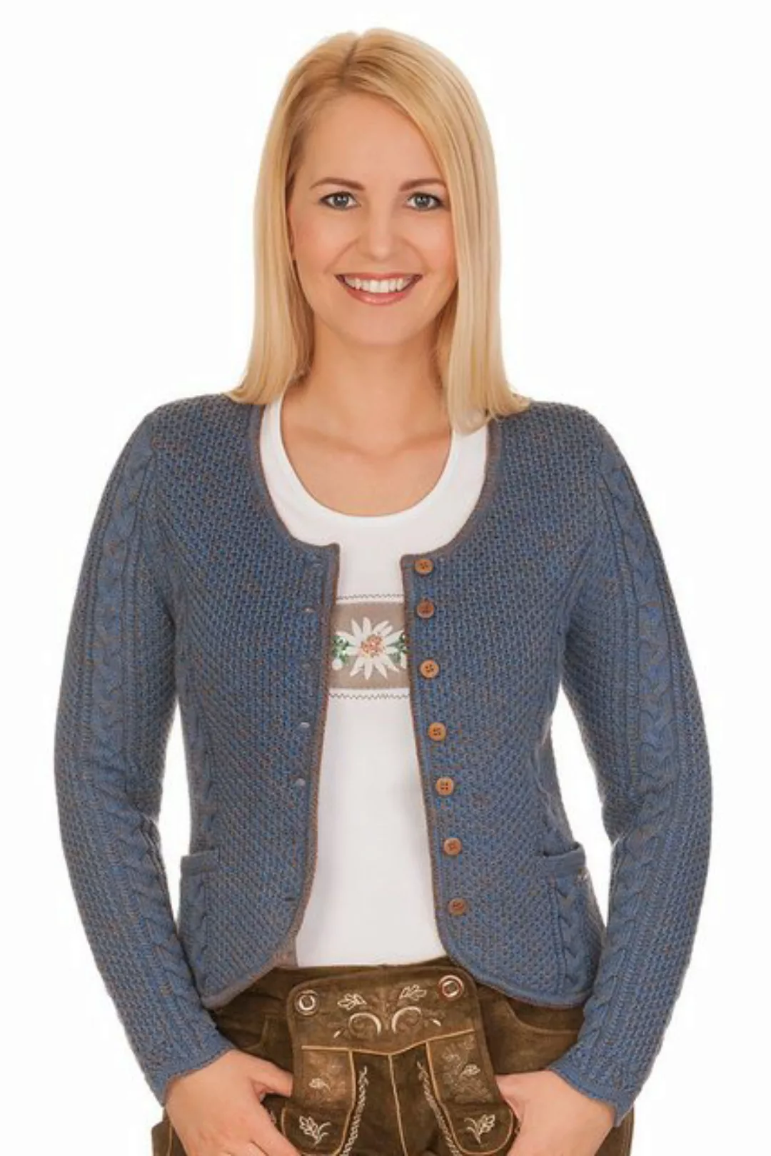 Spieth & Wensky Trachtenstrickjacke Trachten Strickjacke - FRANCES - hellbl günstig online kaufen