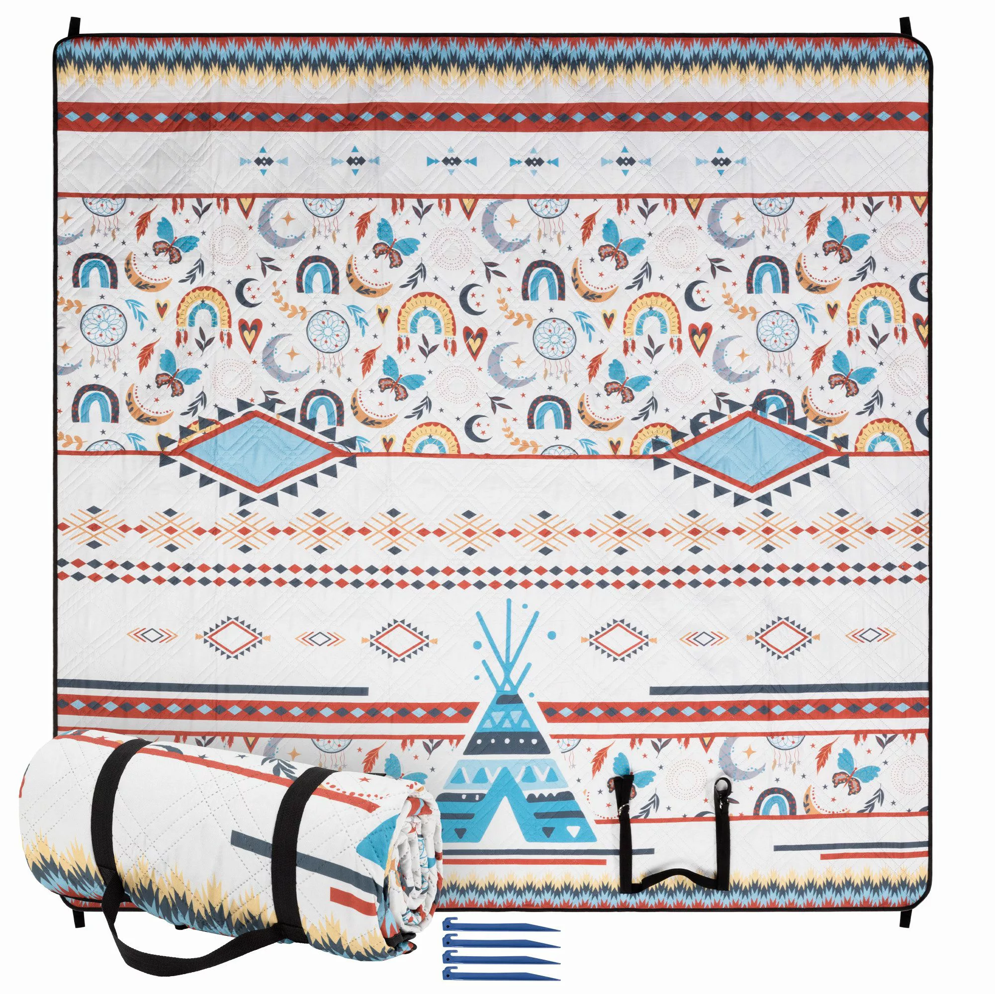 JEMIDI Outdoorteppich Boho Picknickdecke 200x200 - günstig online kaufen