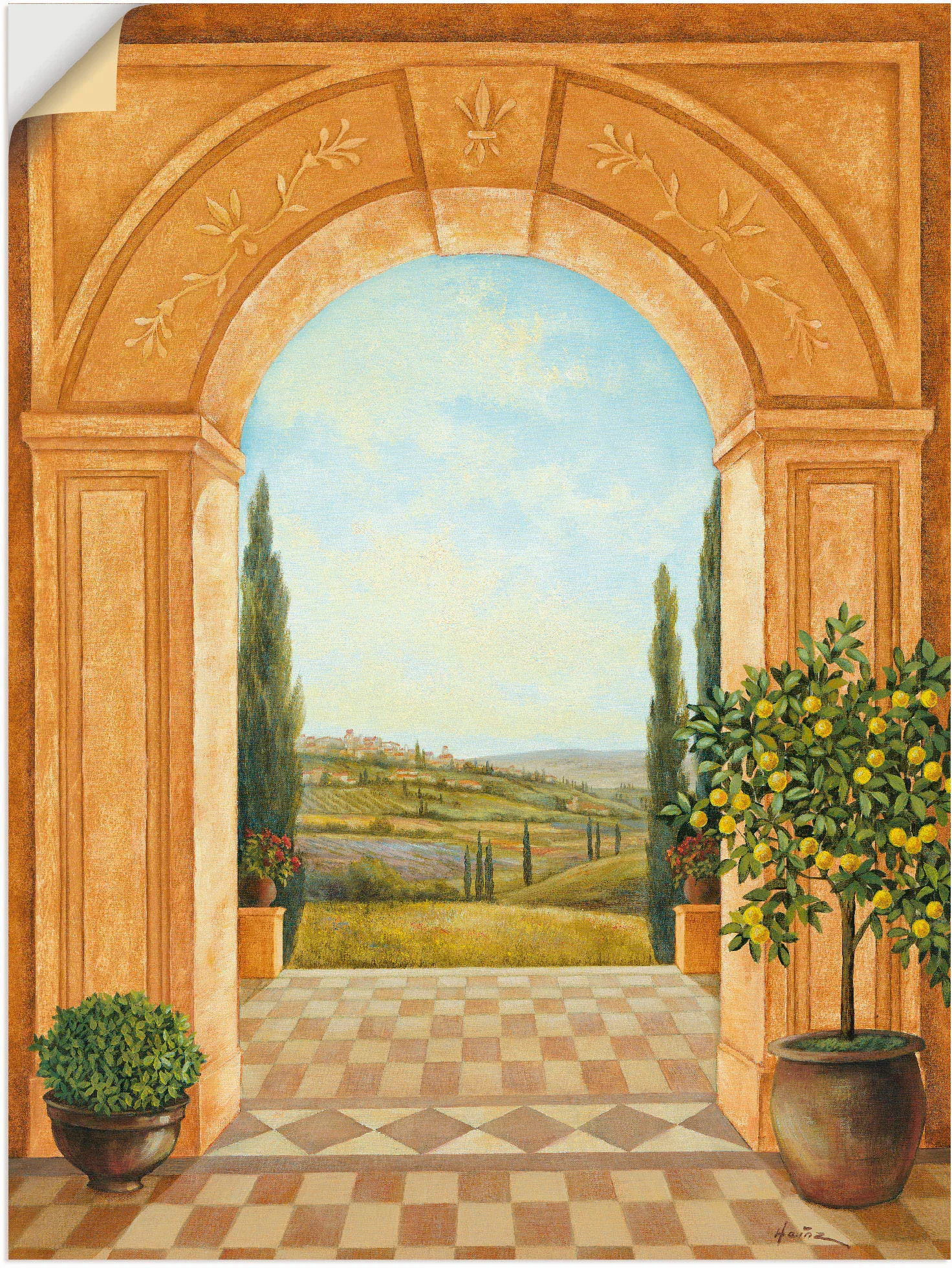 Artland Wandbild "Ausblick mit Zitronenbaum", Fensterblick, (1 St.), als Le günstig online kaufen