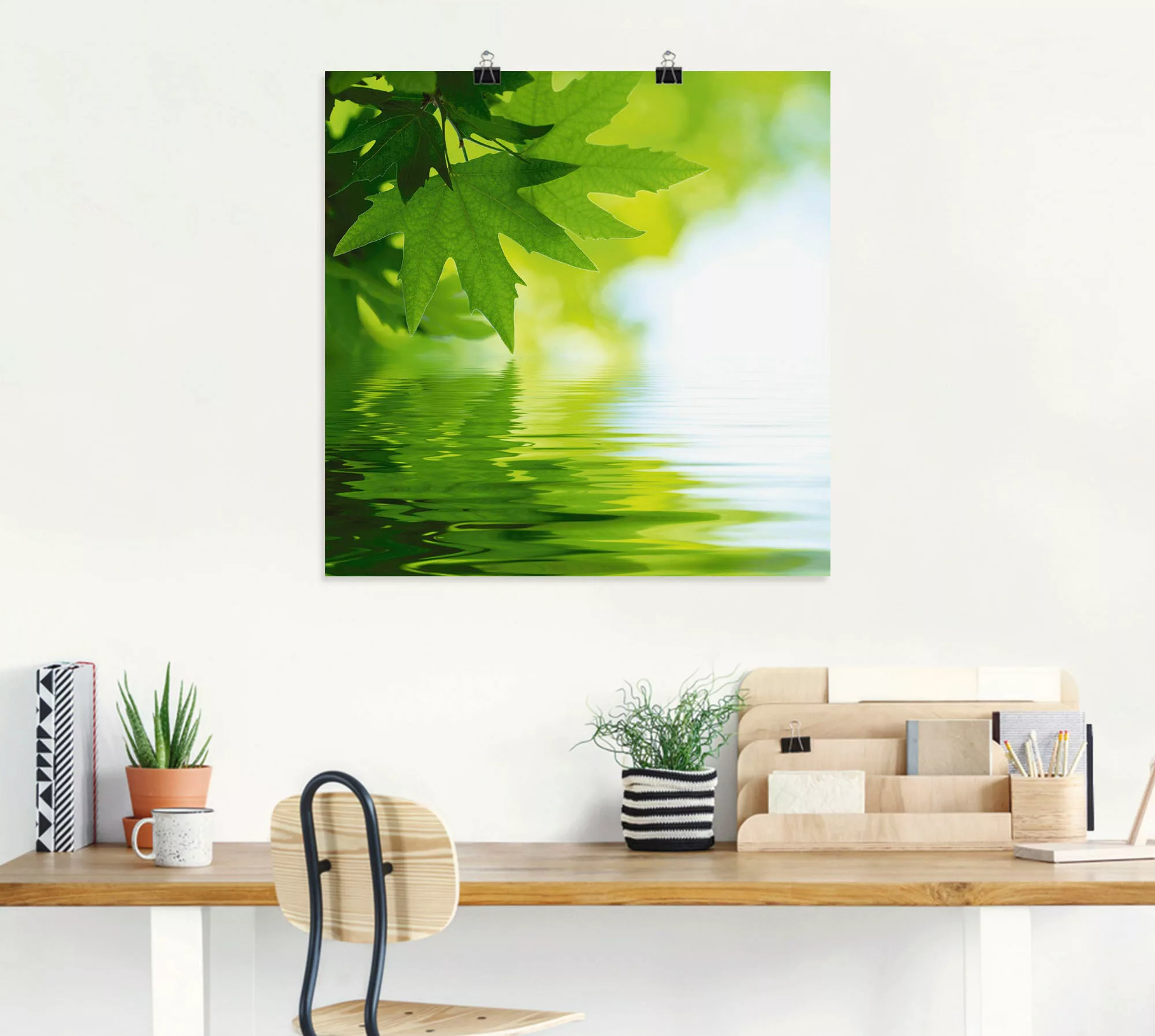 Artland Wandbild »Grüne Blätter reflektieren im Wasser«, Blätter, (1 St.) günstig online kaufen