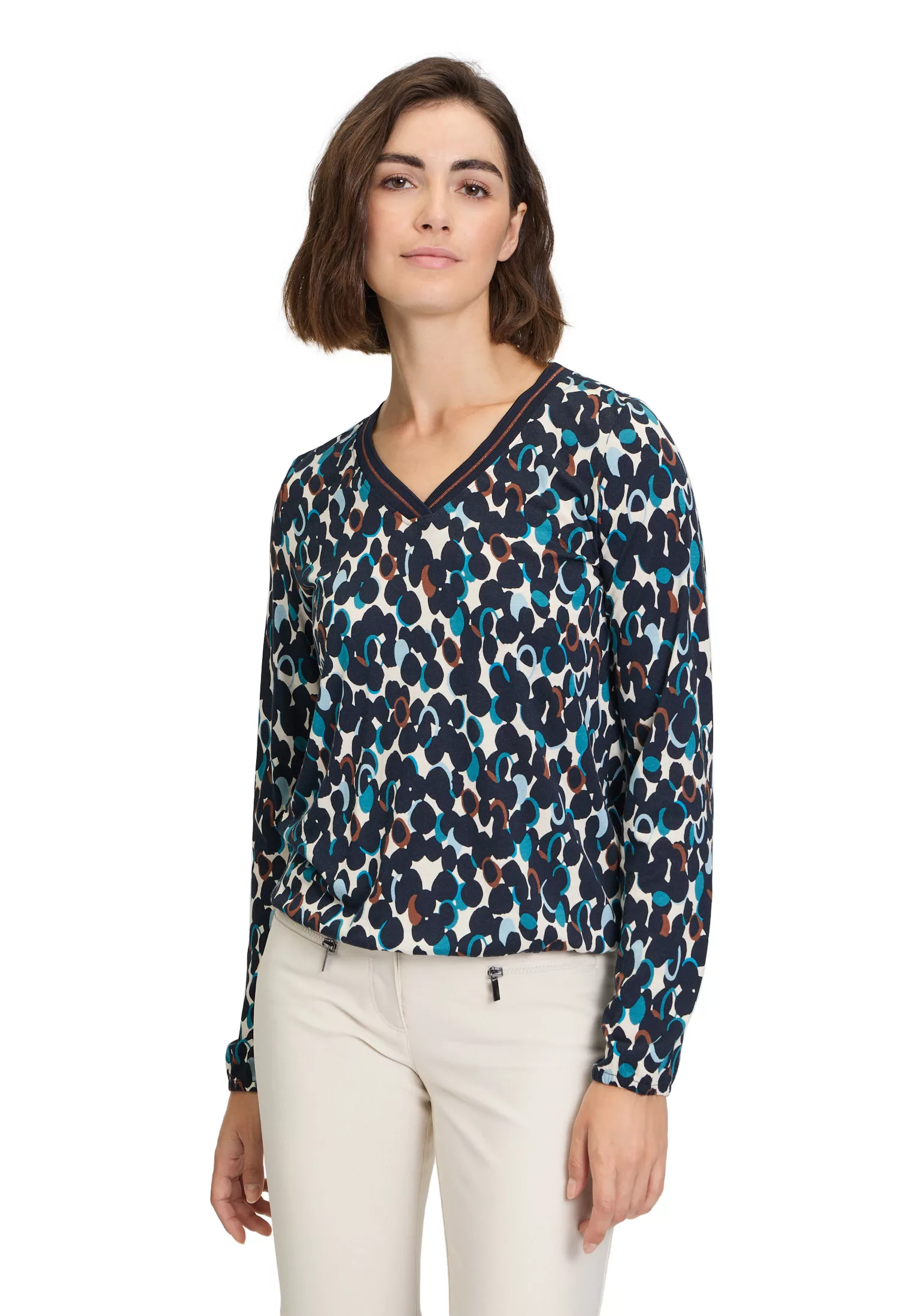 Betty Barclay Kurzarmshirt "Betty Barclay Blusenshirt mit Print", Rippbündc günstig online kaufen