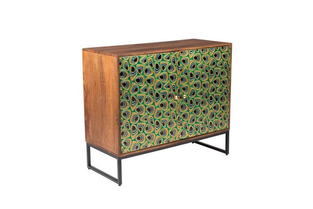 Dutchbone Stauraumschrank Sideboard Vintage Meena Mangoholz Metall Peacock günstig online kaufen