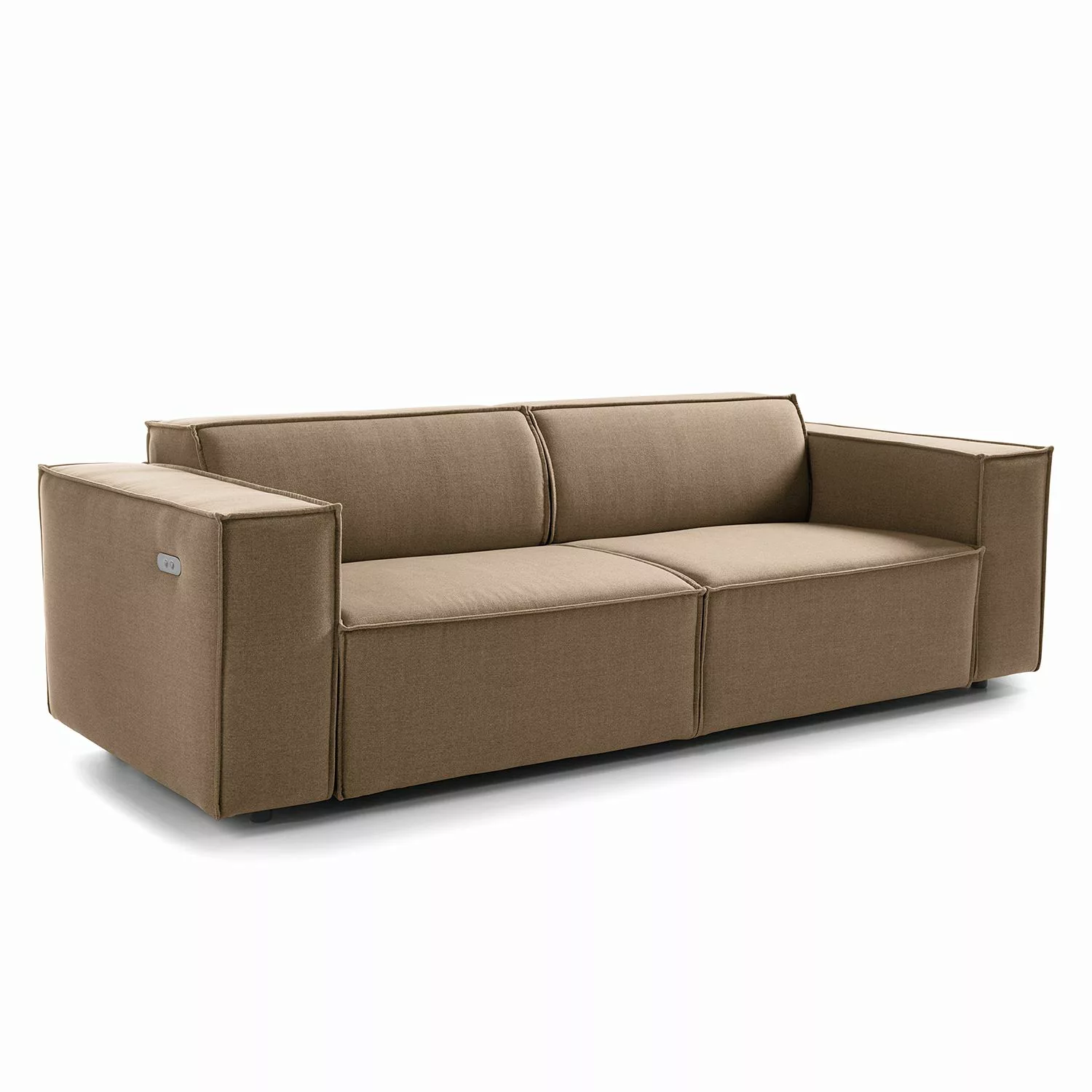 home24 Sofa Kinx 2,5-Sitzer Grau/Braun Webstoff 223x70x96 cm (BxHxT) Modern günstig online kaufen