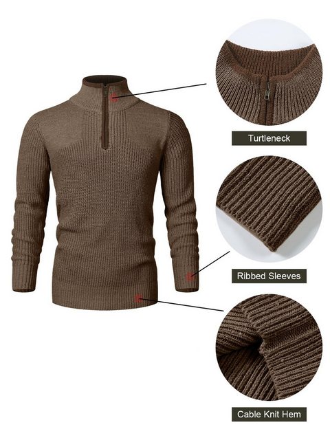 JMIERR Stehkragenpullover Herren Half Zip Grobstrick Pullover Winter Warm S günstig online kaufen