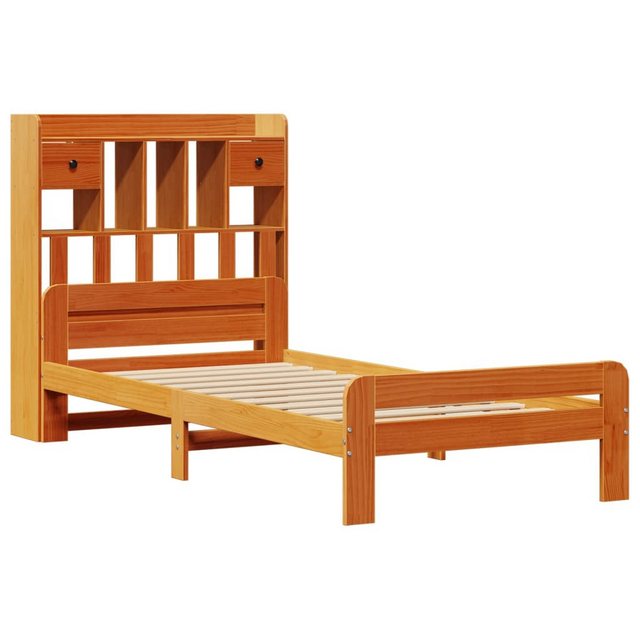 vidaXL Bett, Massivholzbett mit Regal ohne Matratze Wachsbraun 75x190 cm günstig online kaufen