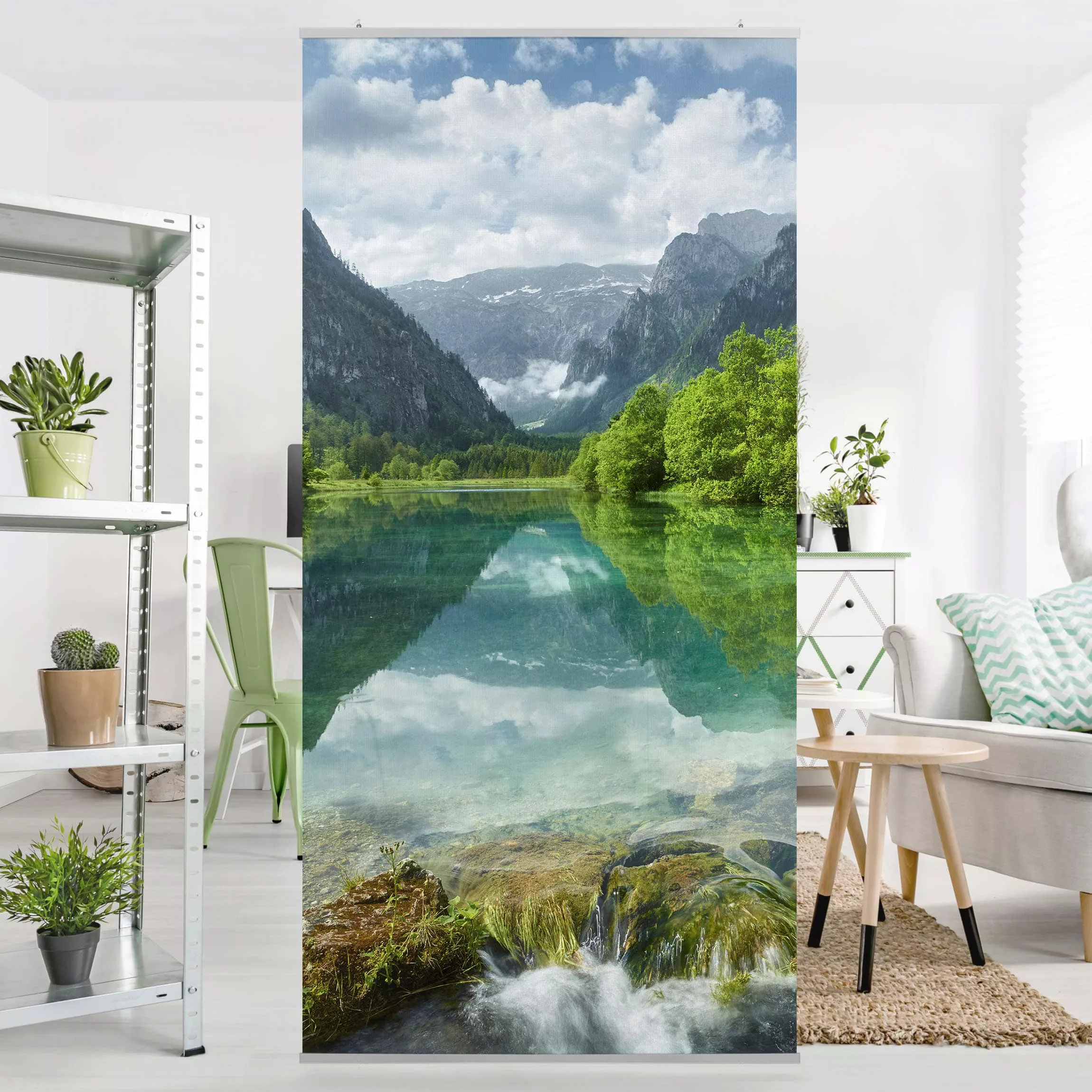 Raumteiler Natur & Landschaften Bergsee mit Spiegelung günstig online kaufen