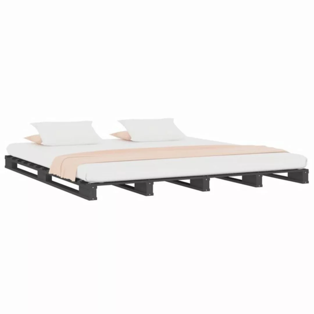 furnicato Bett Palettenbett Grau 140x190 cm Massivholz Kiefer (1-tlg) günstig online kaufen