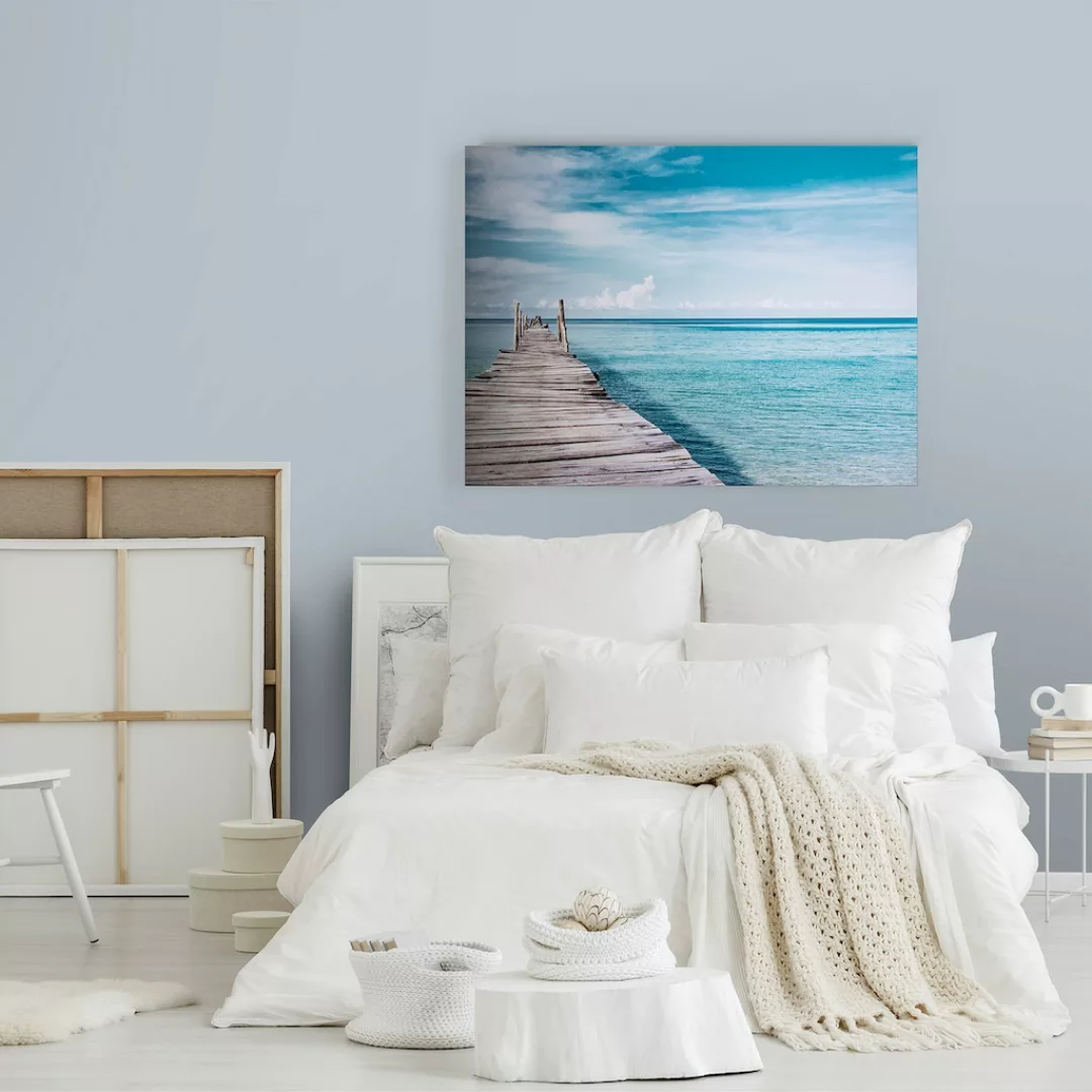 Art for the home Leinwandbild "Steg ins Blaue", Natur günstig online kaufen