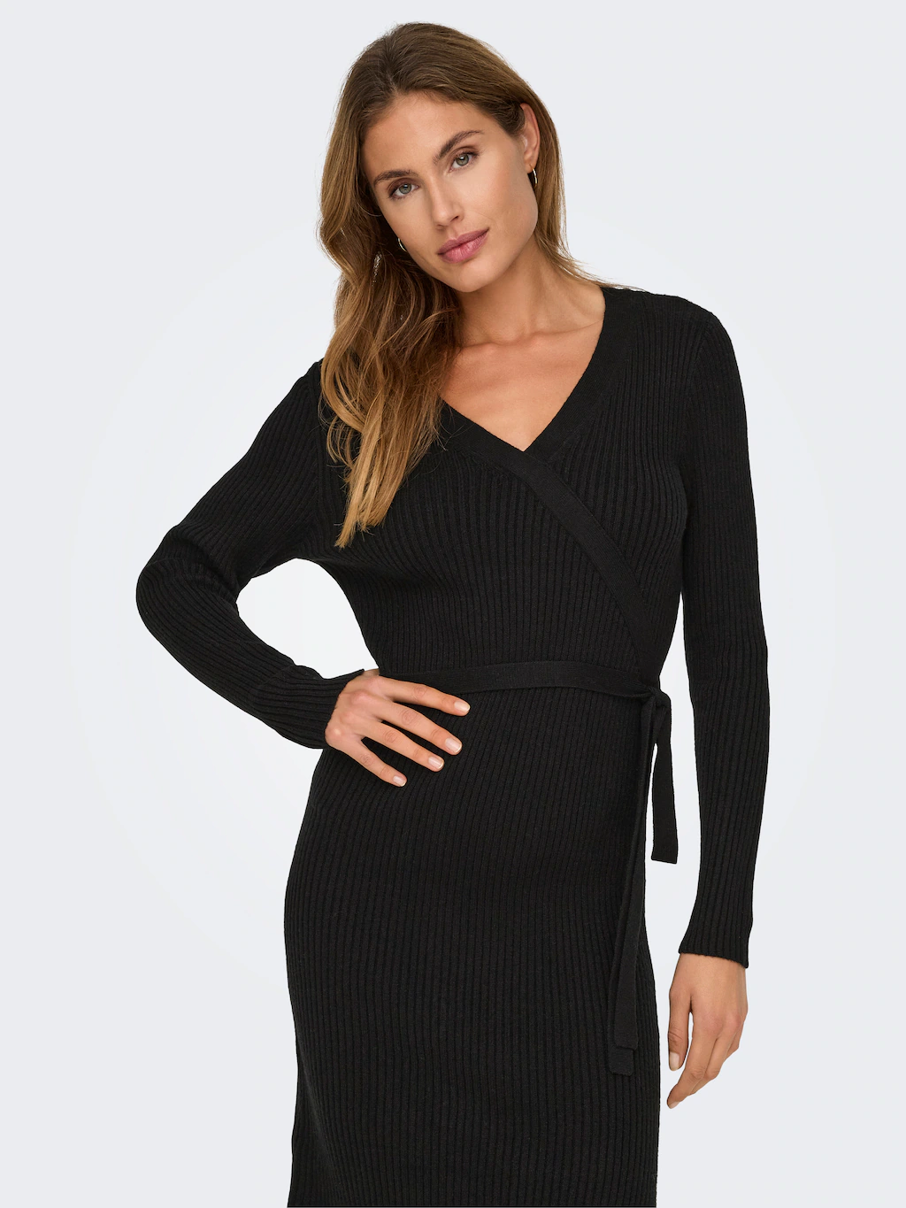 ONLY Strickkleid "ONLVENLO L/S RIB WRAP DRESS RP KNT" günstig online kaufen