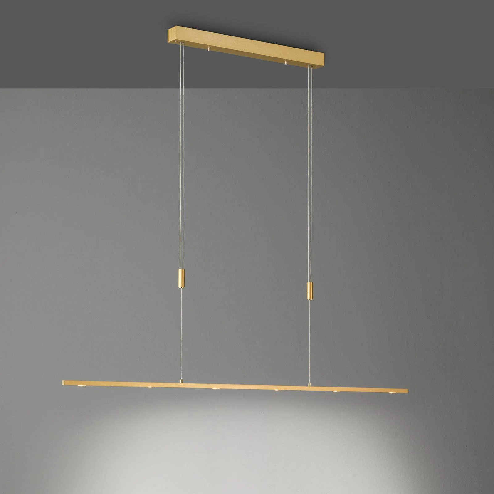 Quitani LED-Pendellampe Tolu, Länge 139 cm, messing günstig online kaufen