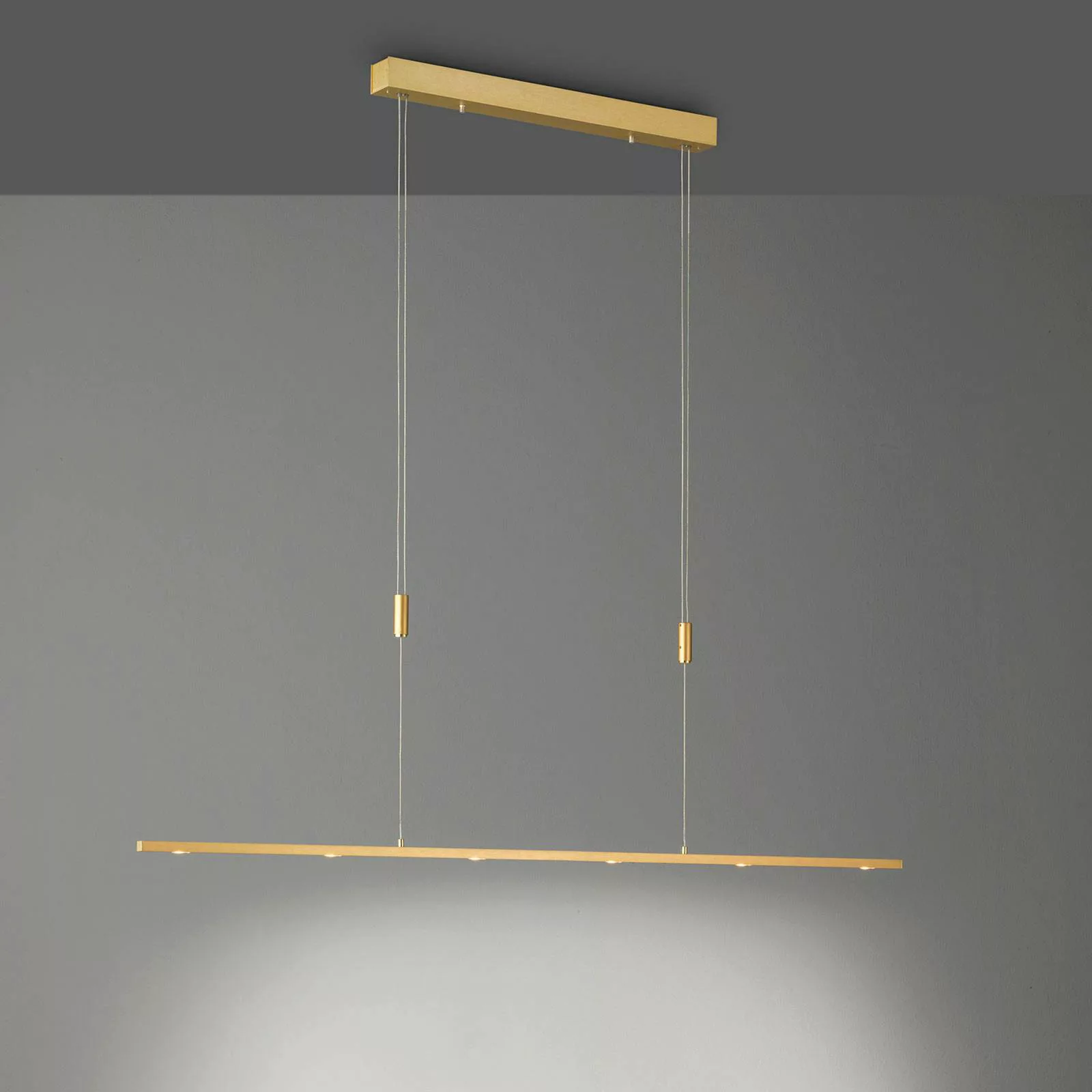 Quitani LED-Pendellampe Tolu, Länge 139 cm, messing günstig online kaufen
