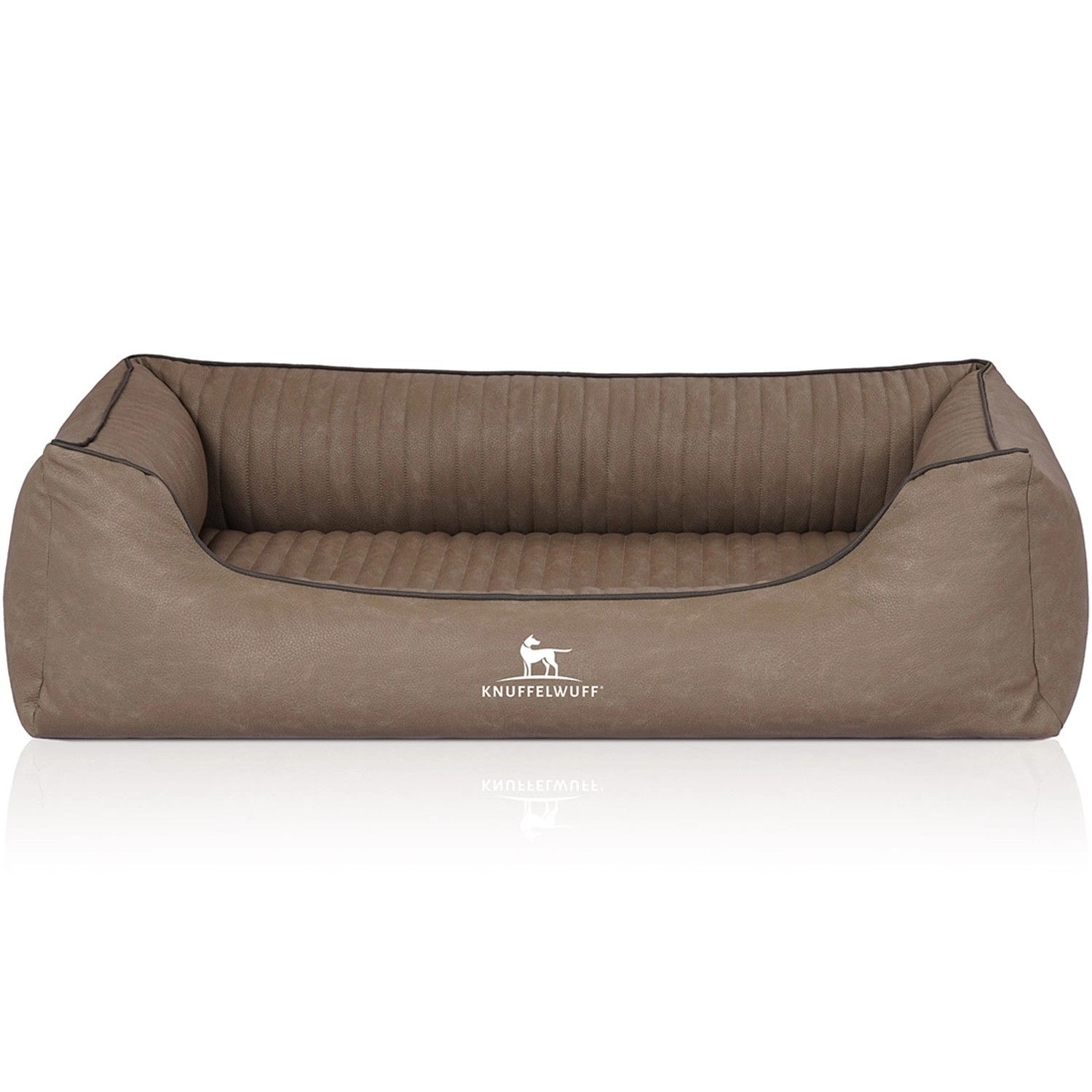 Knuffelwuff Hundebett Columbia Orthopädisch Kunstleder  XL 105 x 75cm Stone günstig online kaufen