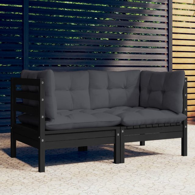 vidaXL Loungesofa 2-Sitzer-Gartensofa mit Anthrazit Kissen Massivholz Kiefe günstig online kaufen