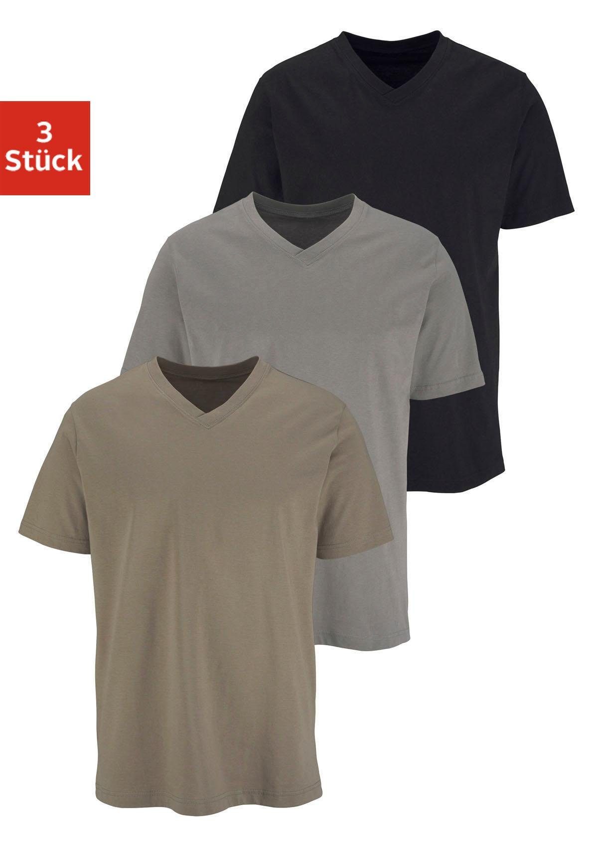H.I.S T-Shirt, (Packung, 3 tlg.), mit V-Ausschnitt aus Baumwolle, Unterhemd günstig online kaufen