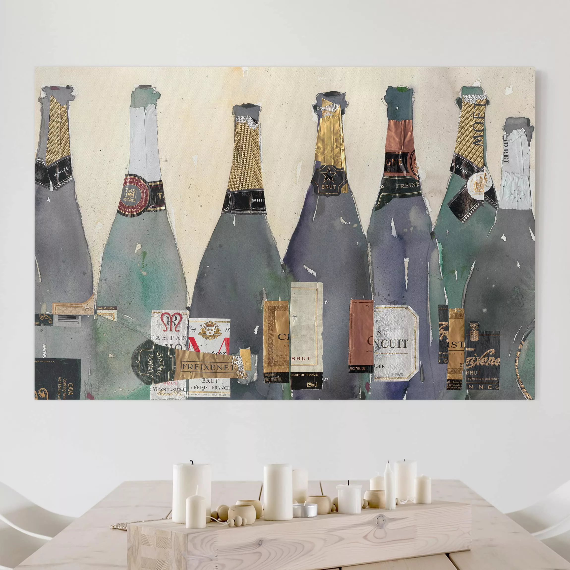 Leinwandbild Küche - Querformat Entkorkt - Champagner günstig online kaufen