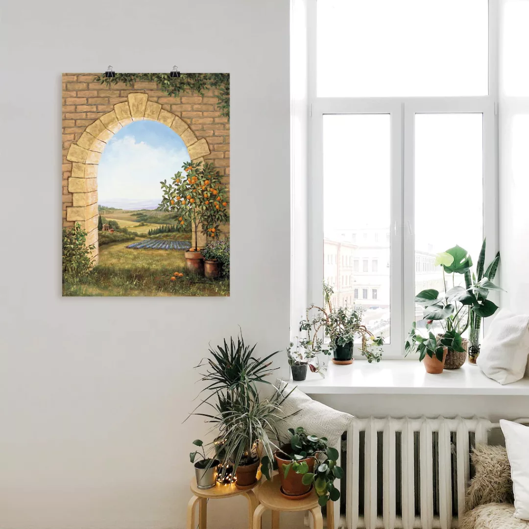 Artland Wandbild "Orangenbaum vor dem Torbogen", Fensterblick, (1 St.), als günstig online kaufen