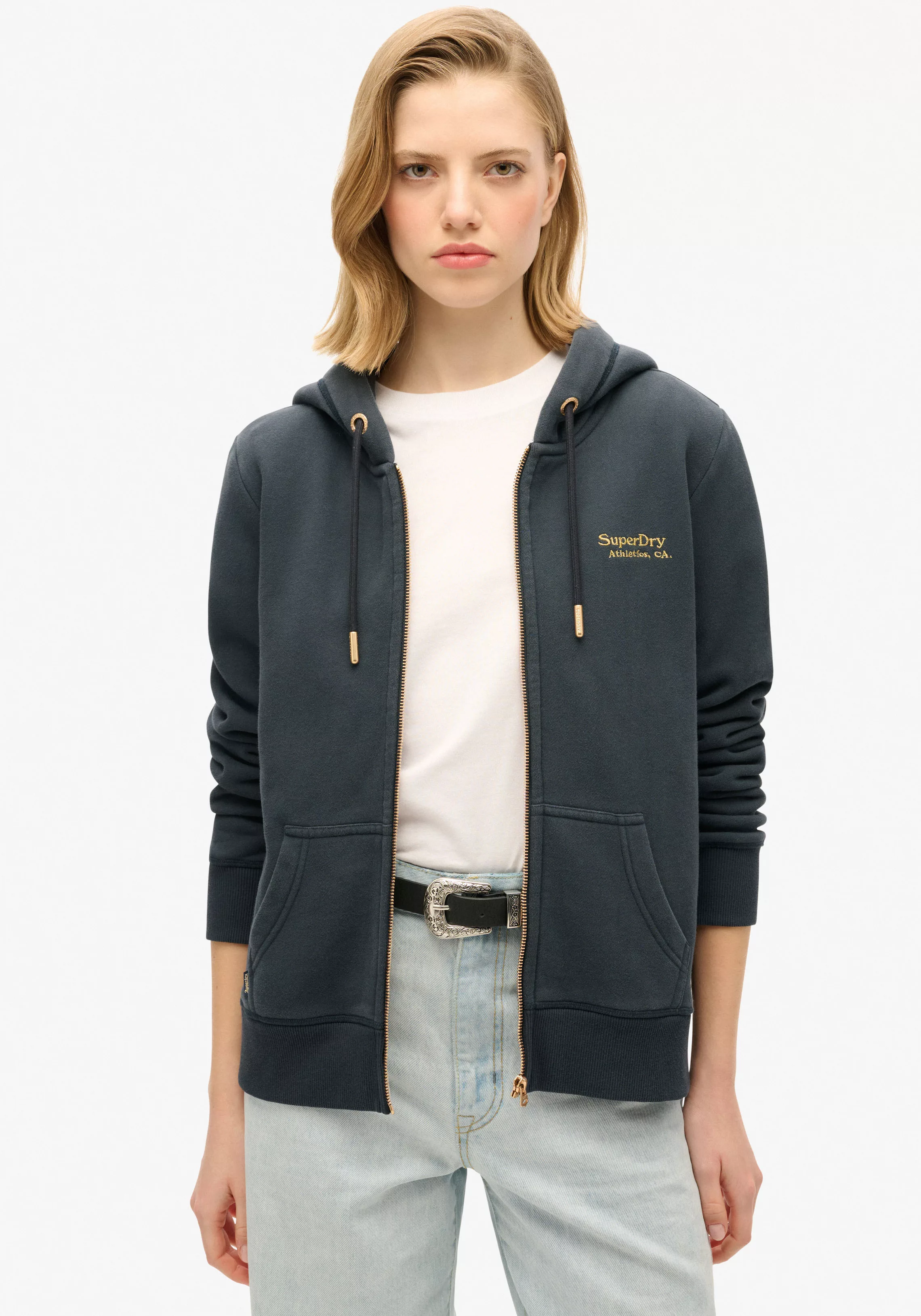 Superdry Kapuzensweatjacke "ESSENTIAL LOGO ZIP HOODIE", mit Logostickerei günstig online kaufen