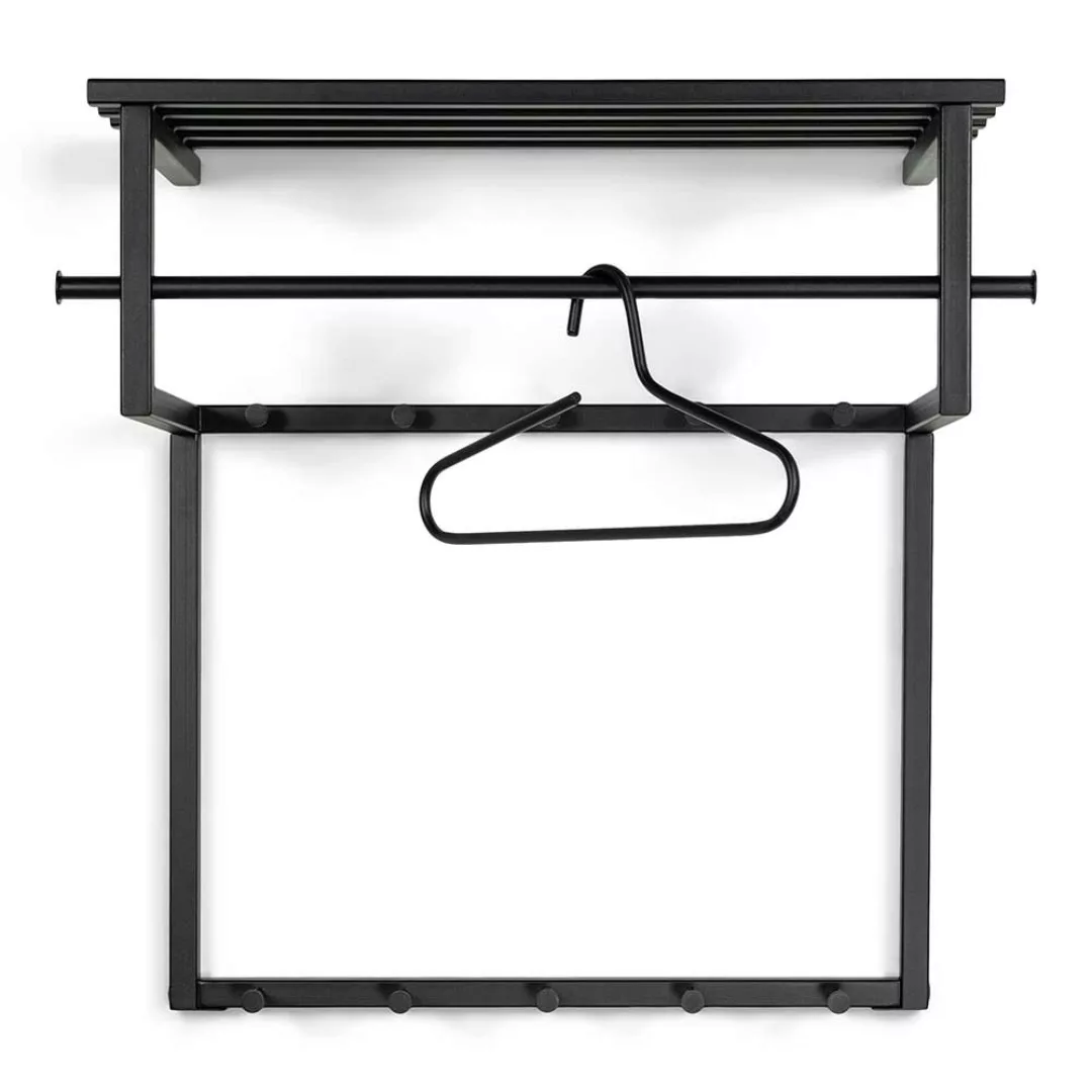 Metall Wandgarderobe in Schwarz pulverbeschichtet 76 cm breit günstig online kaufen