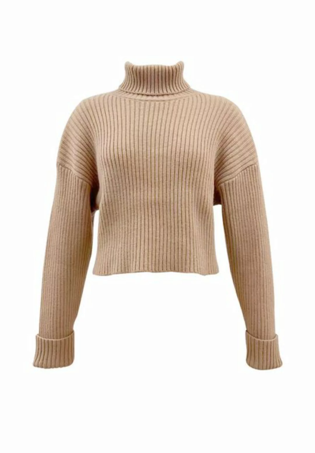 GINI LONDON Stricktop Gini Chunky Schwarzer Pullover mit hohem Halsausschni günstig online kaufen